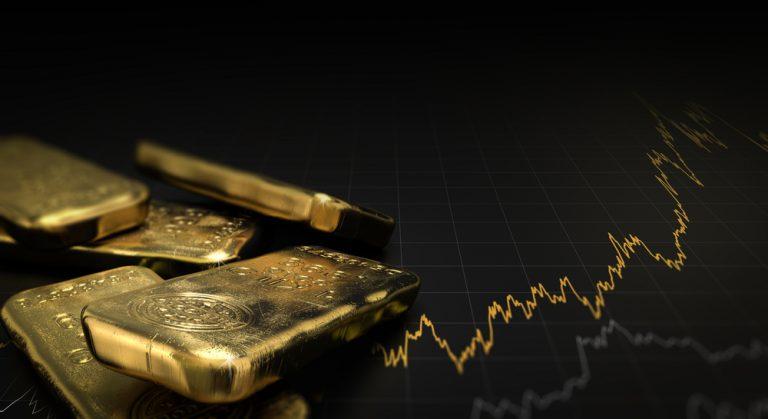 Gold nears 6 week low against dollar gains