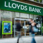 London-,May,,2019:,Lloyds,Bank,Exterior,With,Motion,Blurred,People.