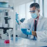 Medical,Development,Laboratory:,Scientist,Wearing,Face,Mask,Uses,Micro,Pipette