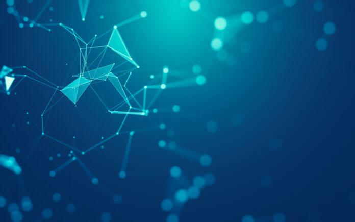 Abstract,Background.,Molecules,Technology,With,Polygonal,Shapes,,Connecting,Dots,And