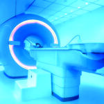 MRI – Magnetic resonance tomography imaging scan device in blue color