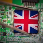 Semiconductor,With,A,United,Kingdom,Flag,On,Pcb,Board.,The